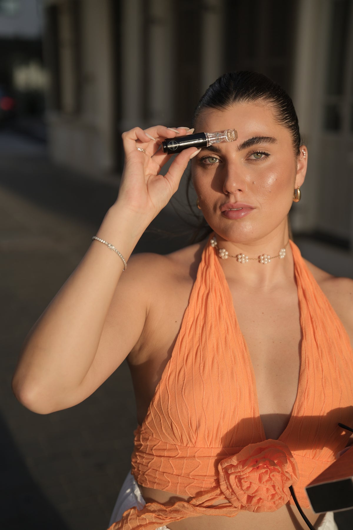 Confident woman with natural brows